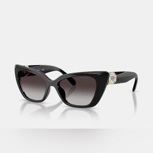 Swarovski Black Cat-Eye Sunglasses with Crystal Temple Accent